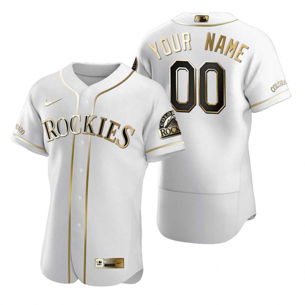 Colorado Rockies Customized Nike White Stitched MLB Flex Base Golden Edition Jersey